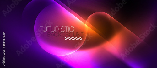 Neon glowing techno lines, hi-tech futuristic abstract background template