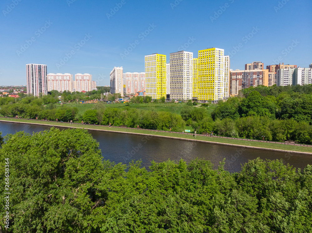 The Cityscape of Levoberezhnyy district in Khimki city. Russia
