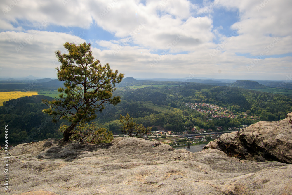 View of the Lilienstein in Saxon Switzerland View of the Lilienstein in Saxon Switzerland