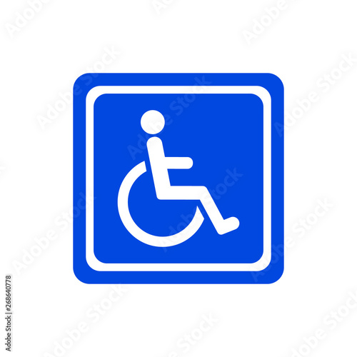 Handicap parking icon. Blue square parking sign with handicap. Vector.