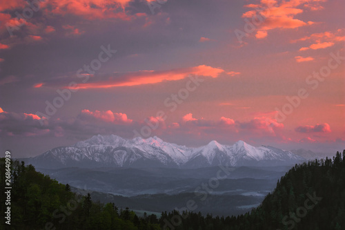 View of Tatry  Tatras  mountains in Poland from Sokolica