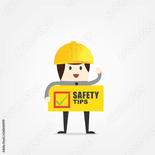 Security guard hold Safety tips symbol on white