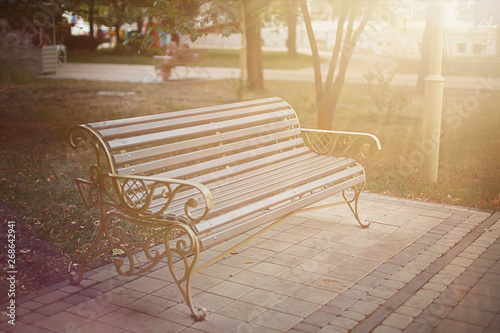 Park bench in the sun
