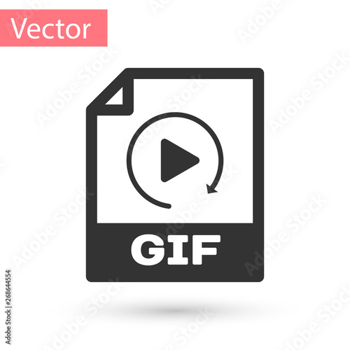 Grey GIF file document icon. Download gif button icon isolated on white background. GIF file symbol. Vector Illustration