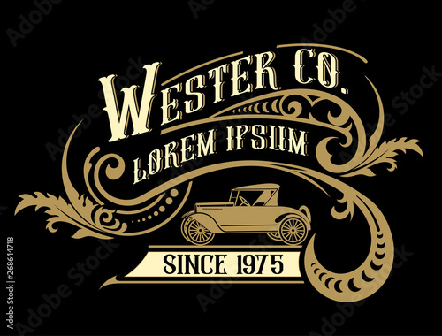 Victorian Logo Template wirh classic car.