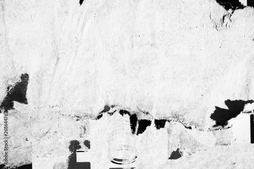Fototapeta Naklejka Na Ścianę i Meble -  Blank black white creased crumpled paper texture background old grunge ripped torn vintage collage posters placards empty space text