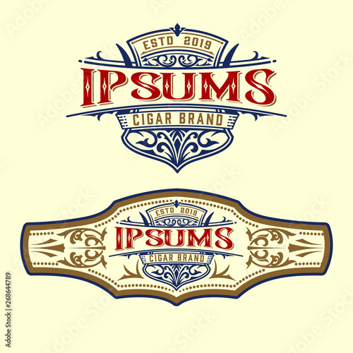 Vintage cigar label and logo template