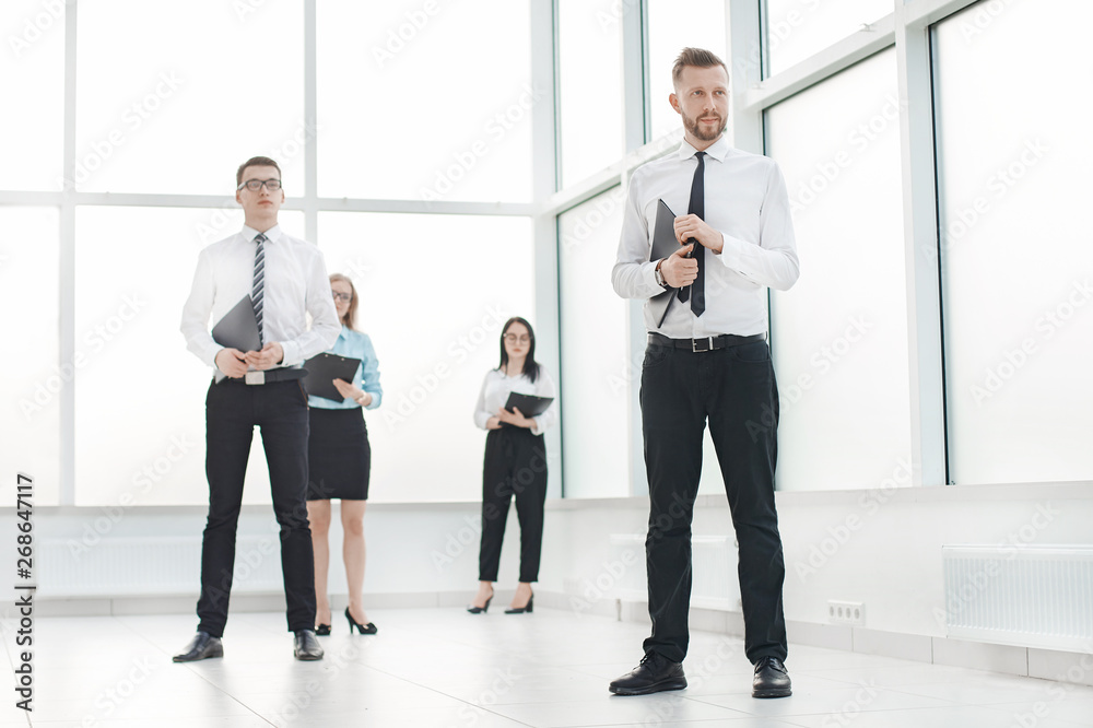 group of employees waiting for the interview in the office lobby. group of employees waiting for the interview in the office lobby.
