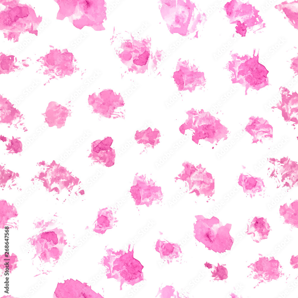 Abstract spot seamless pattern with pink paintbrush as roses. Mo