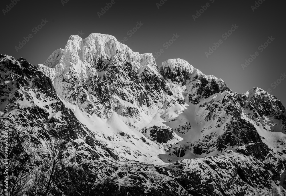 Mountain peak in black and white