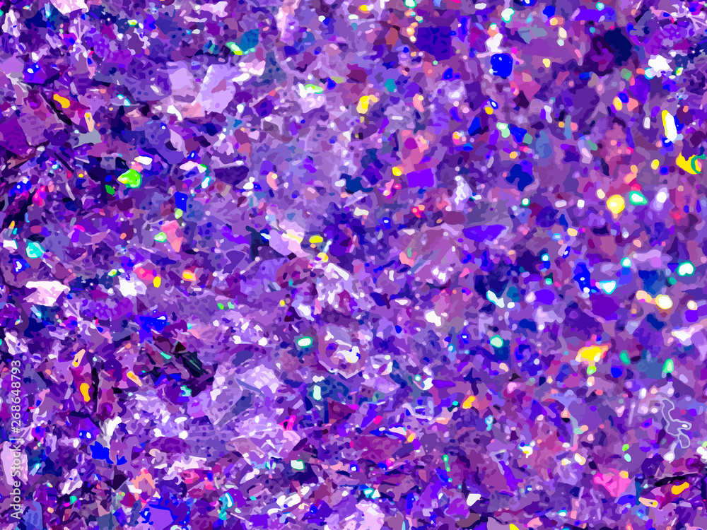 Violet and purple sparkles. Purple glitter background. Pink background. Elegant abstract background brilliant shimmer. Vector illustration