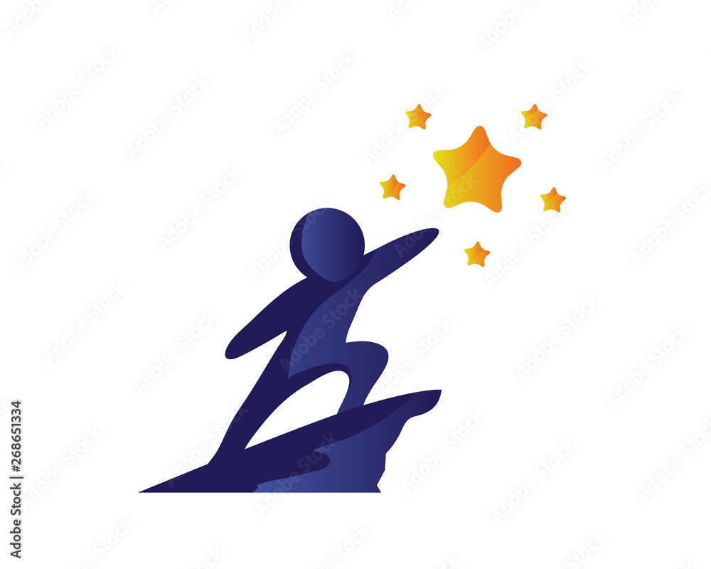 Creative Children Reaching Star Education Logo in Isolated Background