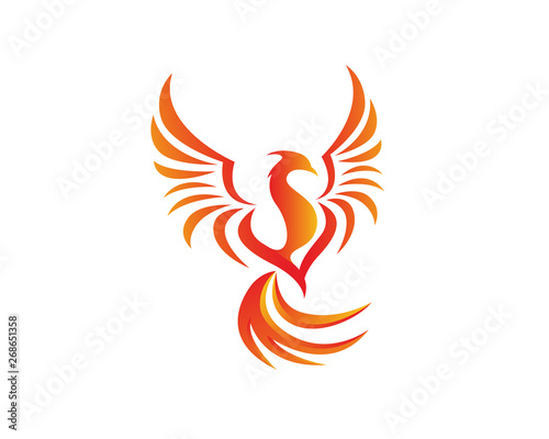 Modern Phoenix Logo Illustration In White Isolated Background
