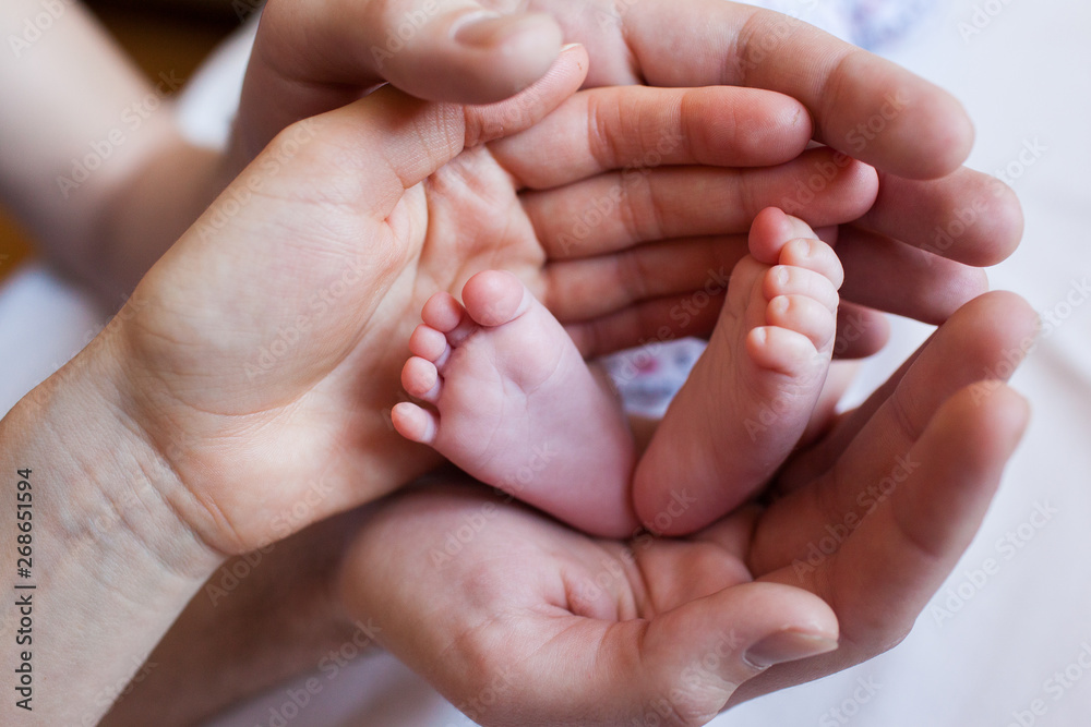 Children's feet in the hands of parents Children's feet in the hands of parents