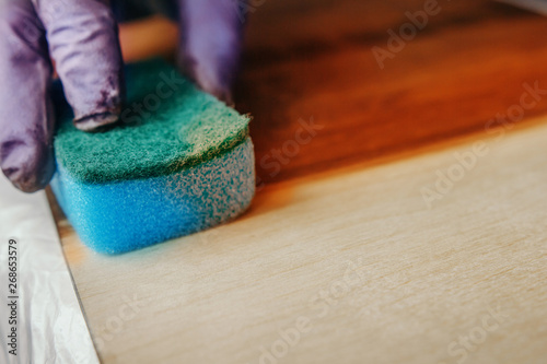 Bilde på lerret Plywood protection stain