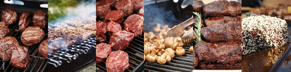 grilled meat collage
