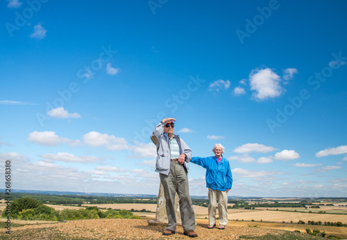Elderly couple in the British countryside.