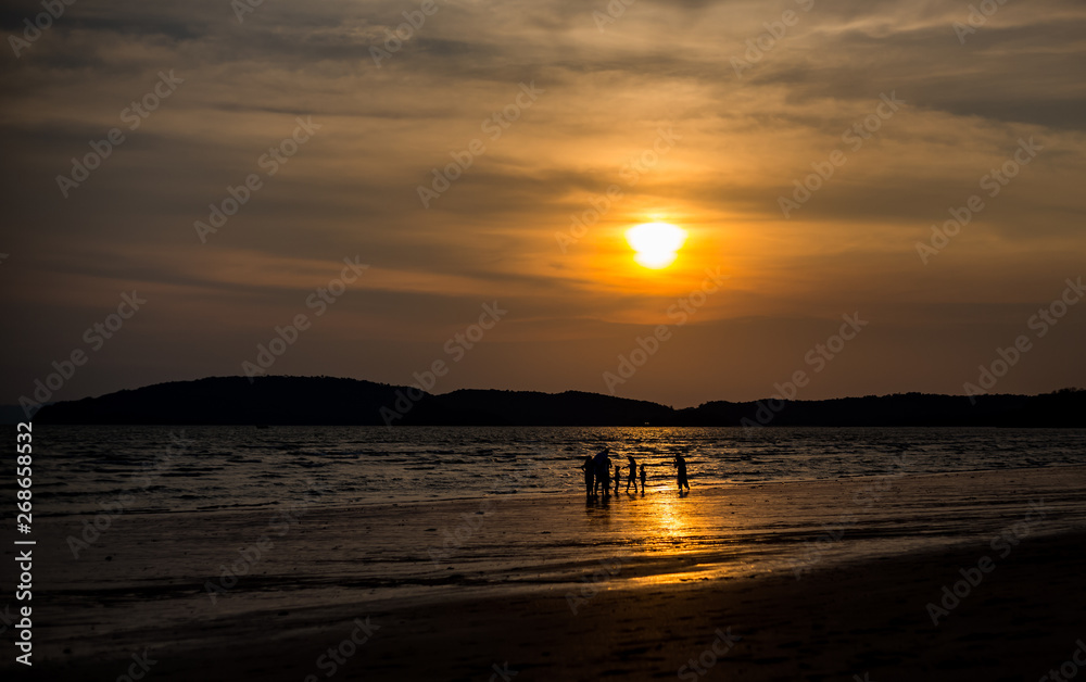 sunset on island