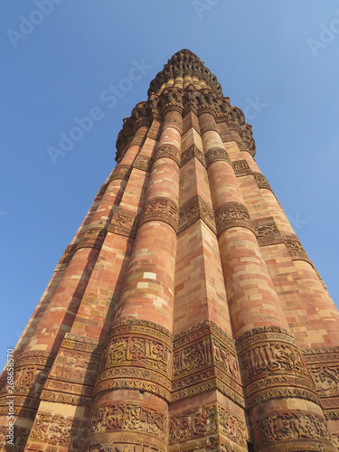 The Qutub Minar is a minaret a 73-metre tall tapering tower of five storeys.