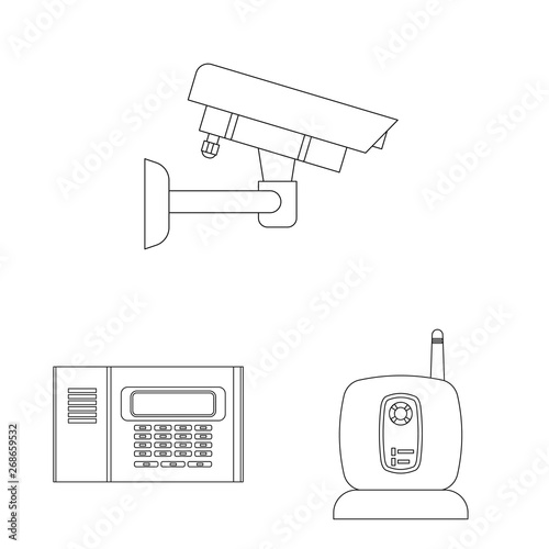 Vector illustration of office and house symbol. Collection of office and system stock vector illustration.