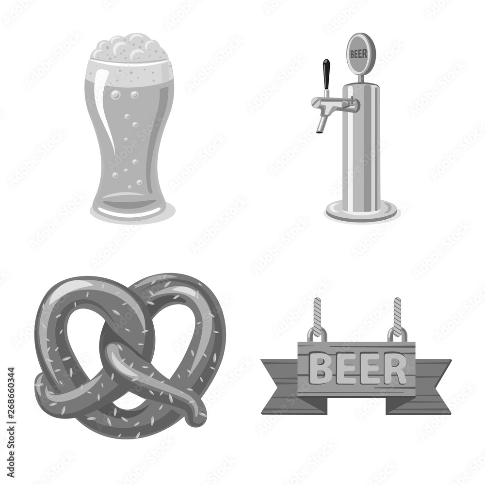 Vector illustration of pub and bar sign. Collection of pub and interior stock symbol for web.