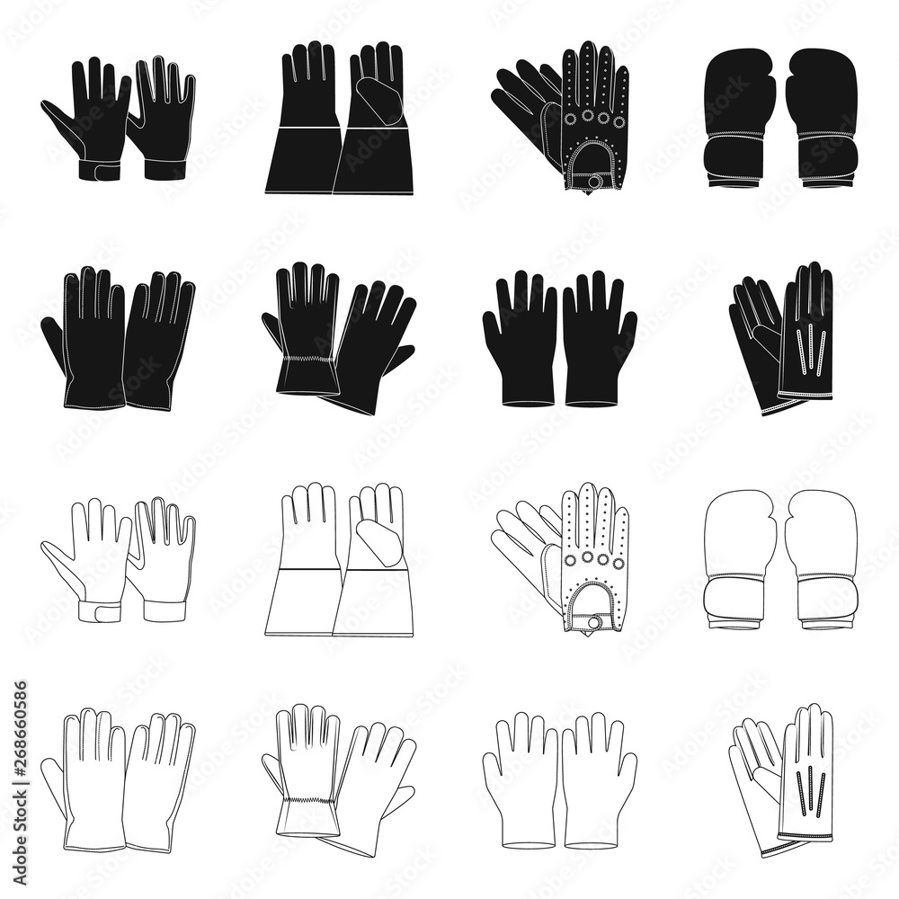 Vector design of glove and winter sign. Collection of glove and equipment stock vector illustration. Vector design of glove and winter sign. Collection of glove and equipment stock vector illustration.
