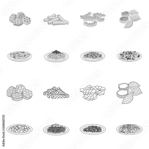 Vector design of pasta and carbohydrate logo. Collection of pasta and macaroni stock symbol for web.