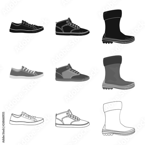 Isolated object of shoe and footwear sign. Collection of shoe and foot stock vector illustration.