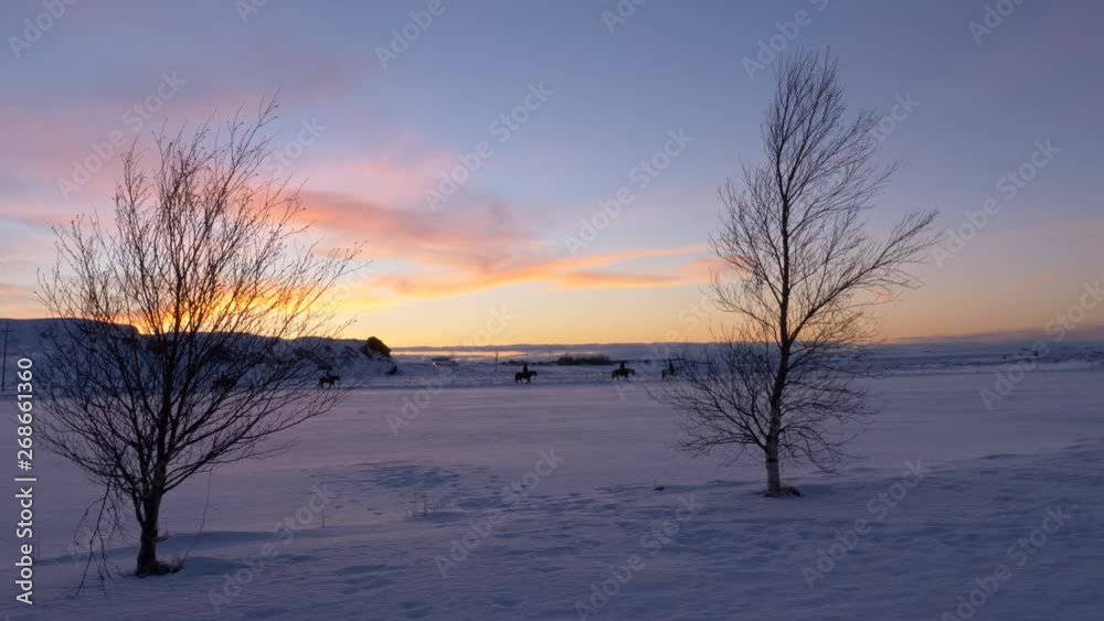 Sunrise landscape view of winter in Iceland Sunrise landscape view of winter in Iceland