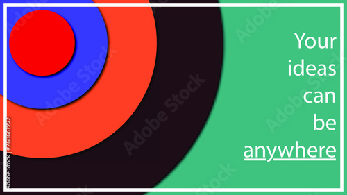 Multi-colored abstract illustration in the form of different diameter circles at different heights from each other. Volume effect and lots of air for your text and ideas. EPS 10.