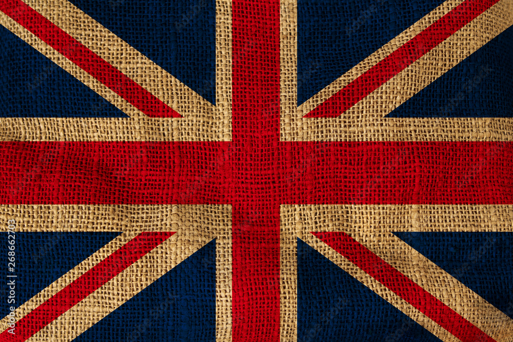 Fototapeta premium national flag of the country uk, painted on a rough fabric