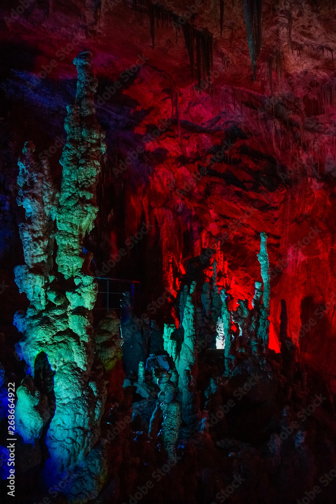 blue and red illuminated Prometheus Cave blue and red illuminated Prometheus Cave