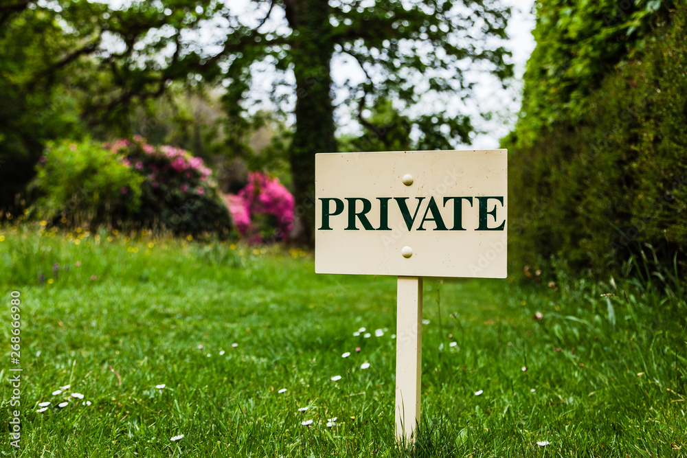 private sign in the forest