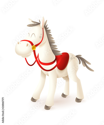 White horse of Sinterklaas isolated on white - vector cartoon style