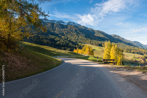 Landscape with autumn view on Dolomites photo