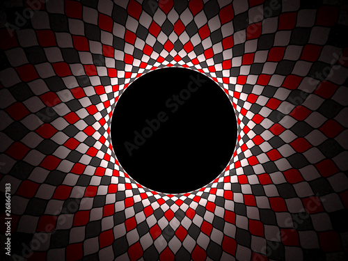 background full color harlequin black white red torus 3d photo