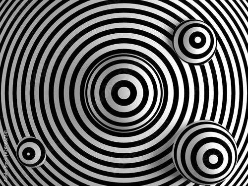 monochrome stripes background black and white straight with 3 balls