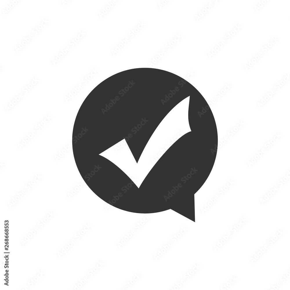 Check mark in circle icon isolated. Choice button sign. Checkmark symbol. Flat design. Vector Illustration Check mark in circle icon isolated. Choice button sign. Checkmark symbol. Flat design. Vector Illustration