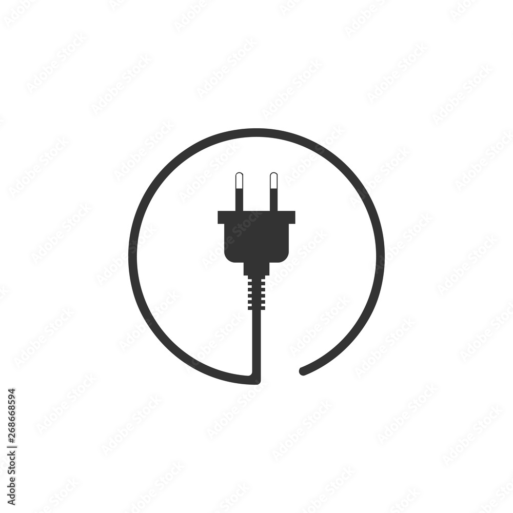 Electric plug icon isolated. Concept of connection and disconnection of the electricity. Flat design. Vector Illustration