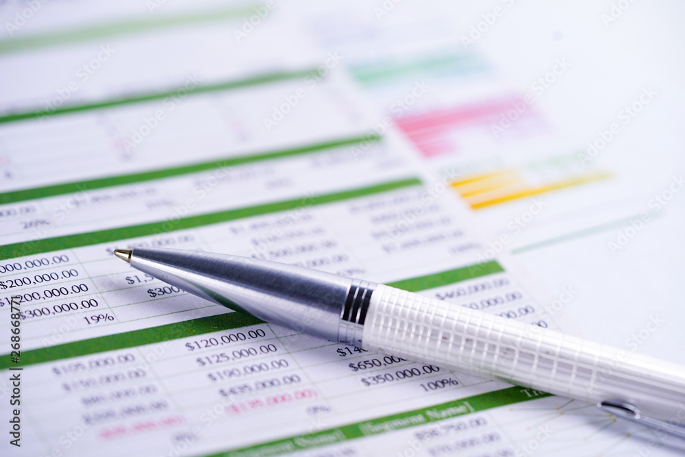 Spreadsheet table paper with pencil. Finance development, Banking Account, Statistics Investment Analytic research data economy, trading, Mobile office reporting Business company meeting concept. Spreadsheet table paper with pencil. Finance development, Banking Account, Statistics Investment Analytic research data economy, trading, Mobile office reporting Business company meeting concept.