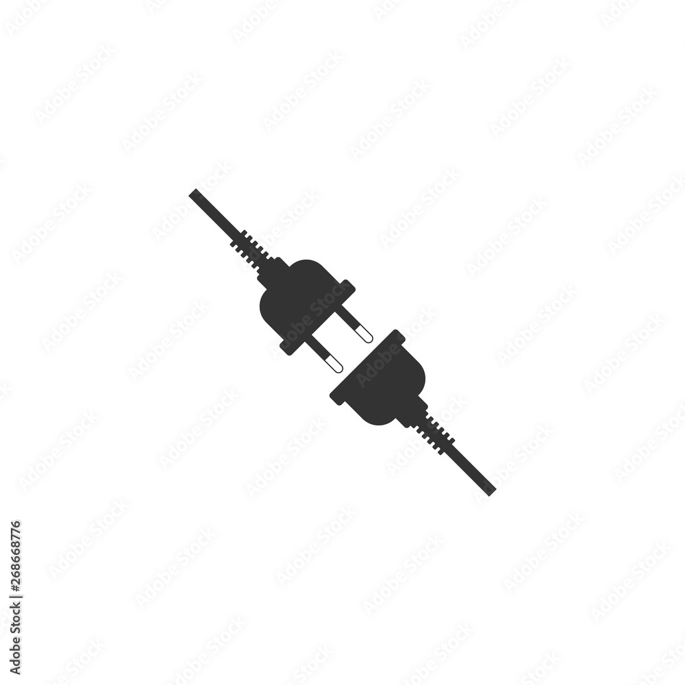 Electric wire plug and socket icon isolated. Flat design. Vector Illustration Electric wire plug and socket icon isolated. Flat design. Vector Illustration
