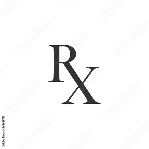 Medicine symbol Rx prescription icon isolated. Flat design. Vector Illustration