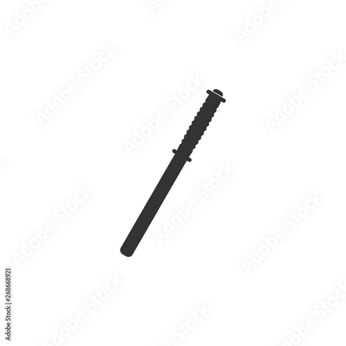 Police rubber baton icon isolated. Rubber truncheon. Police Bat. Police equipment. Flat design. Vector Illustration