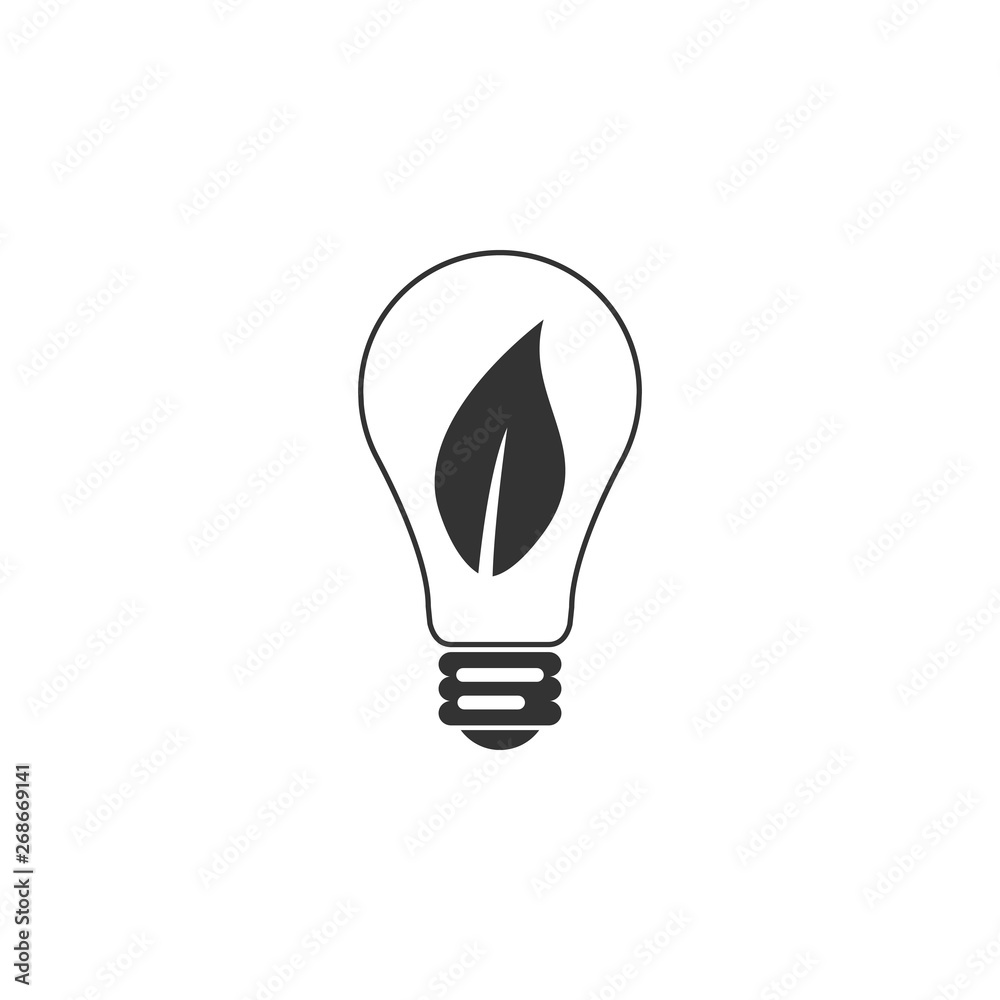Light bulb with leaf icon isolated. Eco energy concept. Flat design. Vector Illustration Light bulb with leaf icon isolated. Eco energy concept. Flat design. Vector Illustration