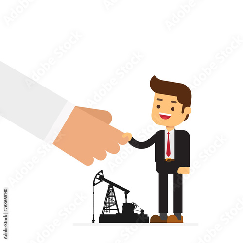 Businessman and Arab businessman handshake deal oil drilling business