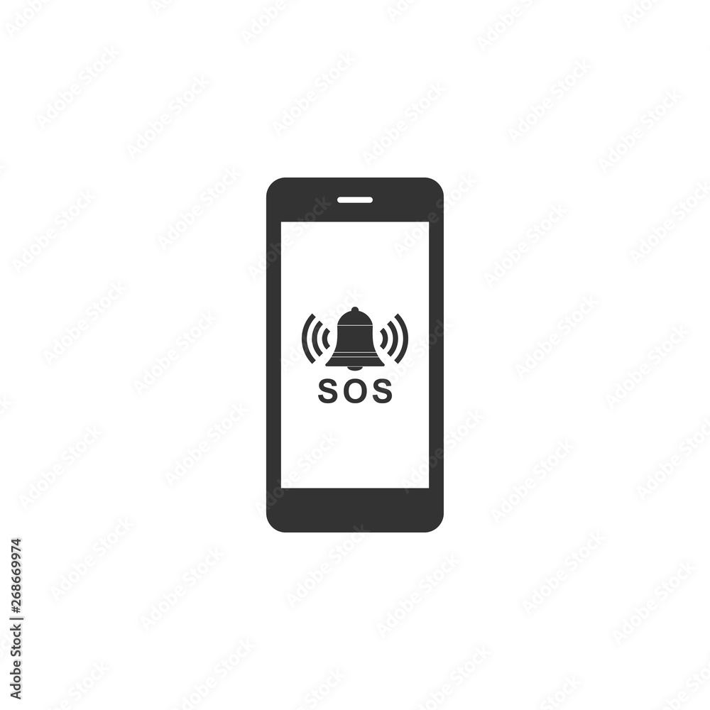 SOS call icon isolated. 911, emergency, help, warning, alarm. Flat design. Vector Illustration SOS call icon isolated. 911, emergency, help, warning, alarm. Flat design. Vector Illustration