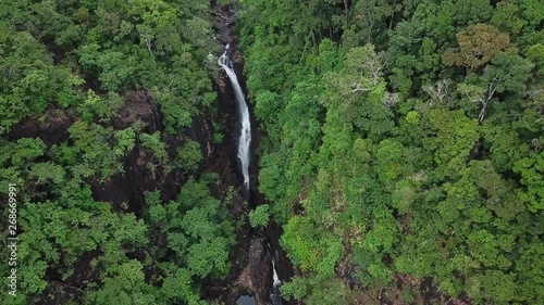 Aerial of Klong Plu waterfall, Koh Chang island, Trat Province, Thailand. It is very popular destination of tourist