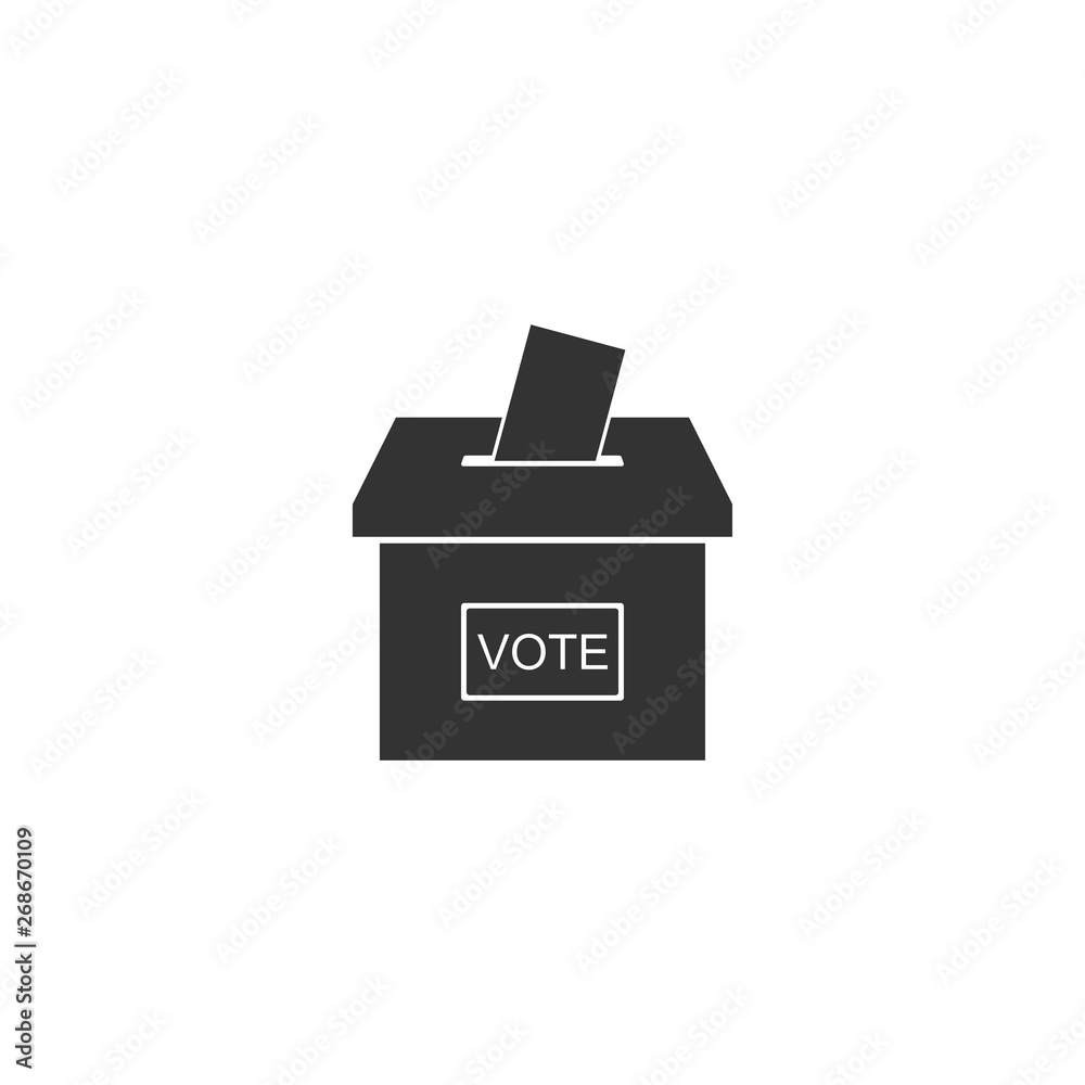 Vote box or ballot box with envelope icon isolated. Flat design. Vector Illustration Vote box or ballot box with envelope icon isolated. Flat design. Vector Illustration