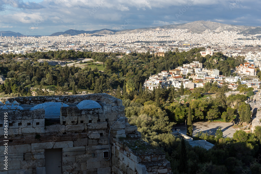 Panoramic view of city of Athens from Acropolis, Attica, Greece