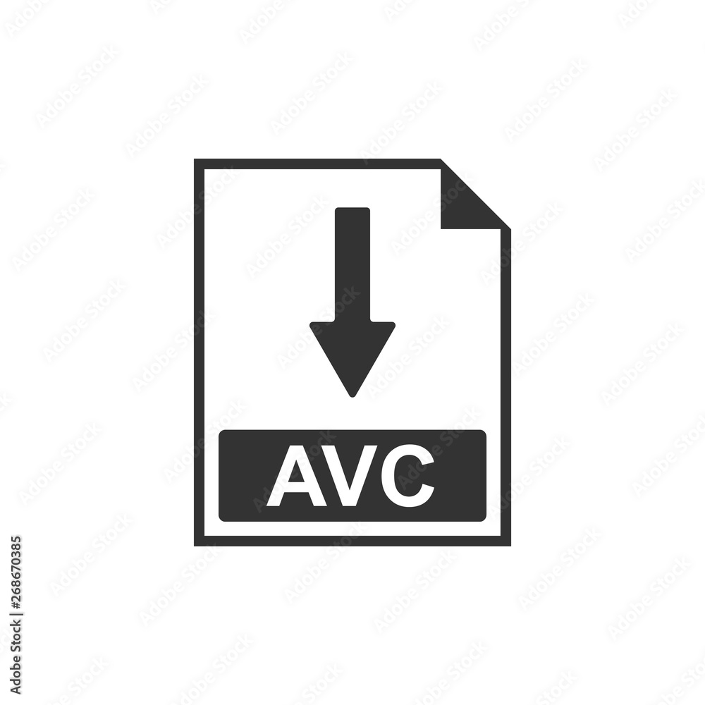 AVC file document icon. Download AVC button icon isolated. Flat design. Vector Illustration AVC file document icon. Download AVC button icon isolated. Flat design. Vector Illustration